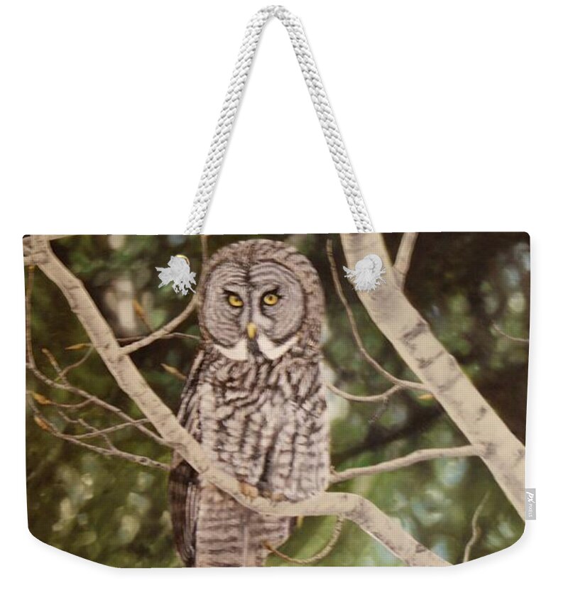 Watchful Weekender Tote Bag featuring the painting Watchful by Tammy Taylor