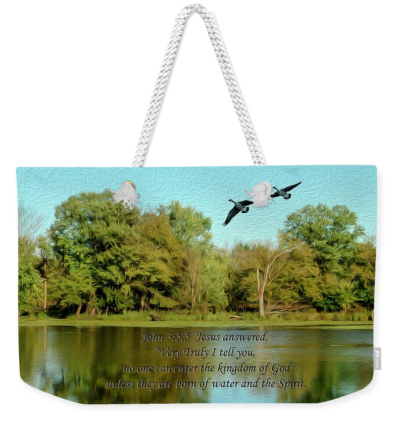 Water Weekender Tote Bag featuring the digital art Water and the Spirit by Sandra J's
