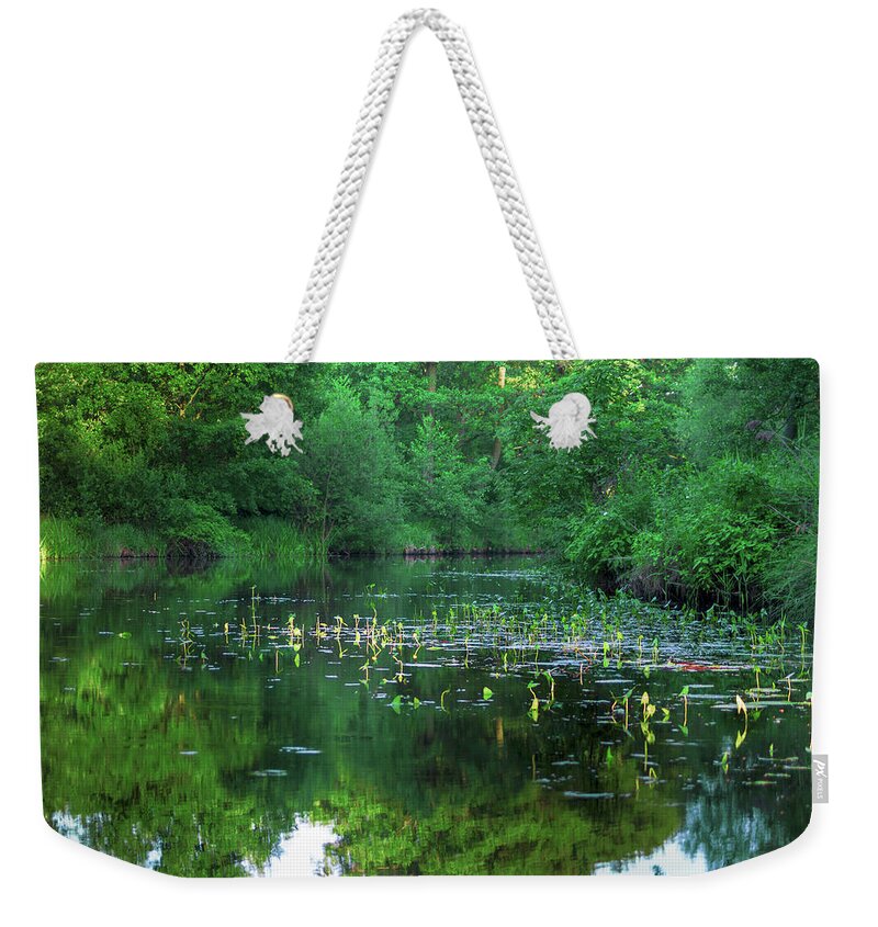 Spreewald Weekender Tote Bag featuring the photograph Water lilies in the Spreewald by Sun Travels