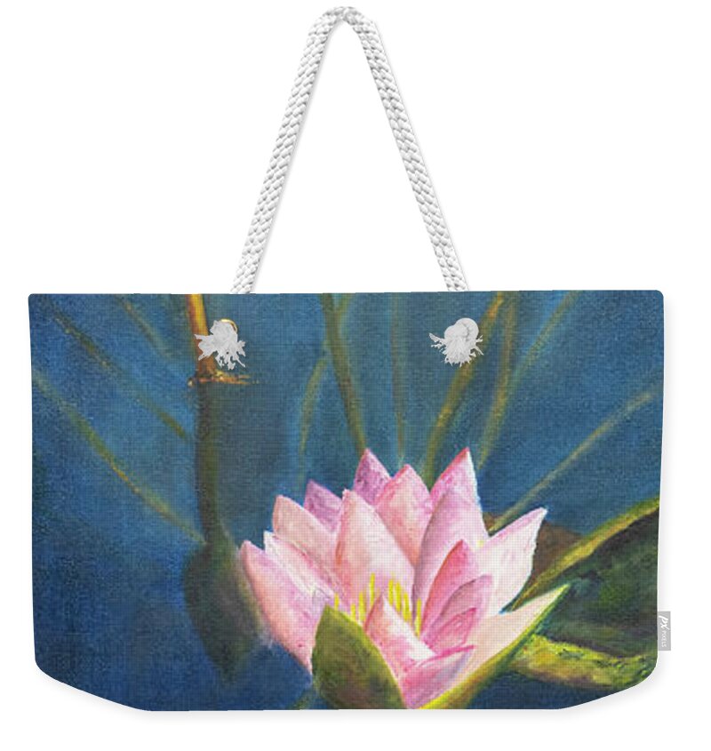 Flower Weekender Tote Bag featuring the painting Water Lily by Nancy Strahinic