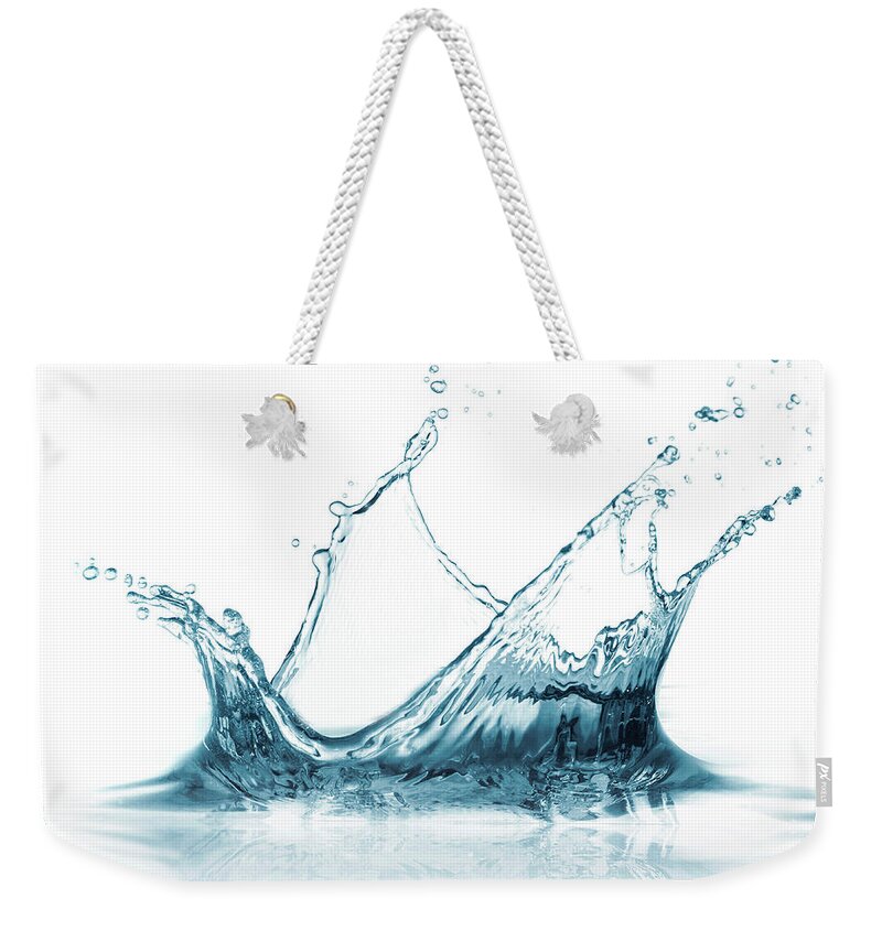 White Background Weekender Tote Bag featuring the photograph Water Splash by Antonios Mitsopoulos