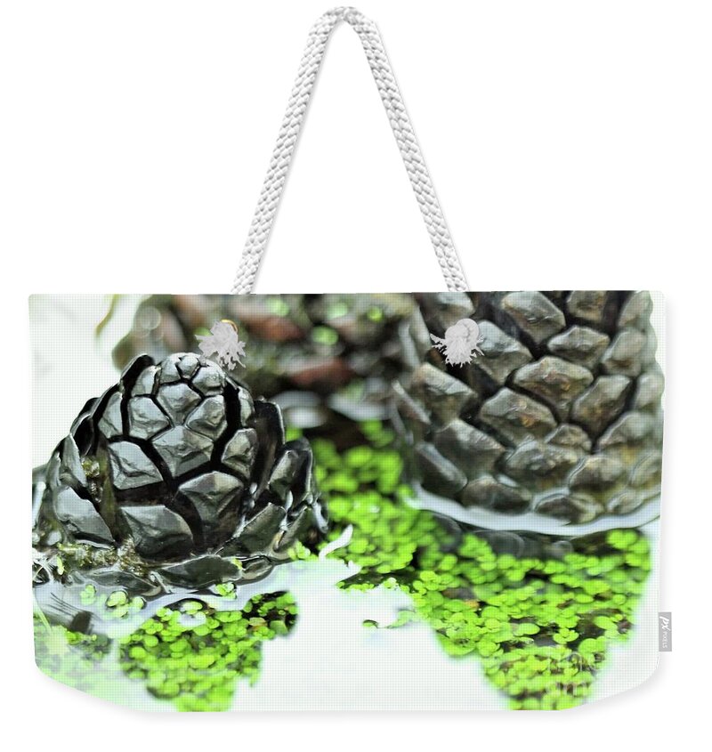 Water Weekender Tote Bag featuring the photograph Watercones by Tracey Lee Cassin