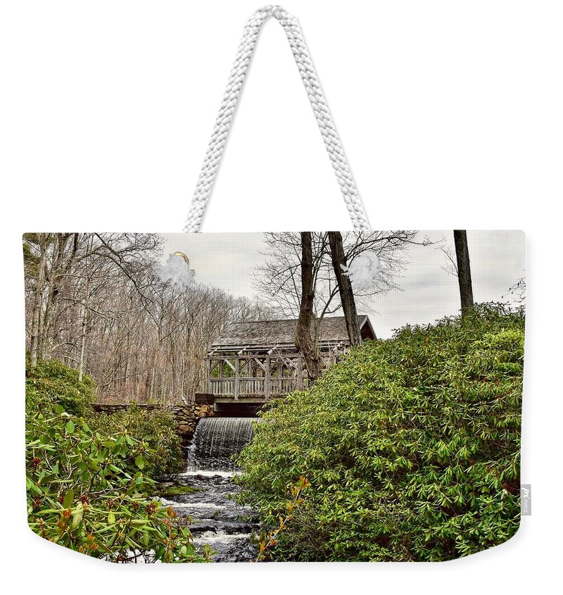 Waterfall Weekender Tote Bag featuring the photograph Waterfall in Moore State Park by Monika Salvan