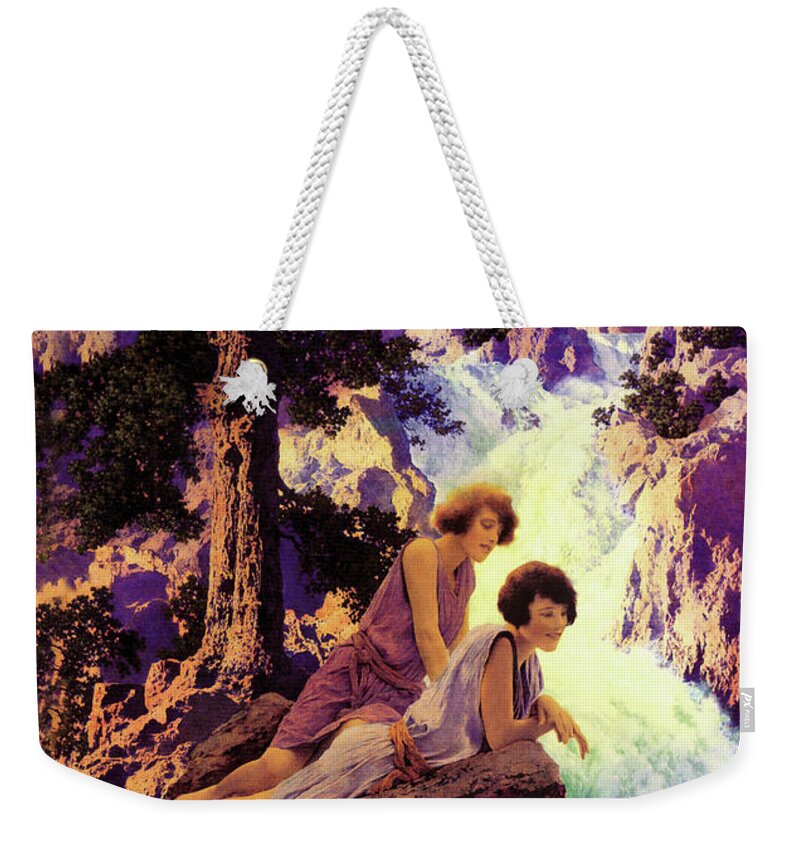 Waterfall Weekender Tote Bag featuring the painting Waterfall by Maxfield Parrish