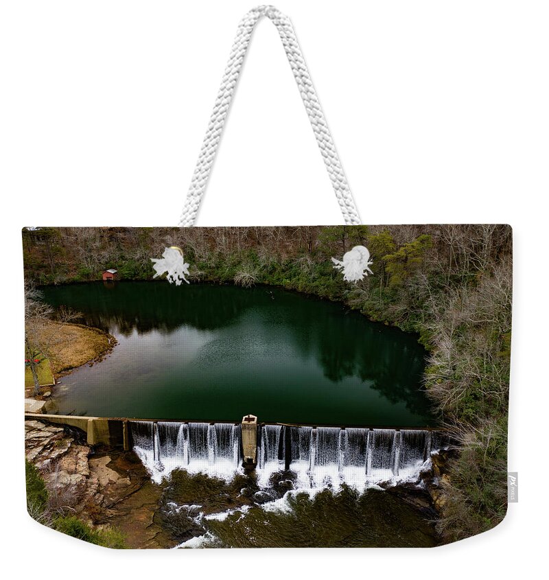 Steve Bunch Weekender Tote Bag featuring the photograph Waterfalls from above by Steve Bunch