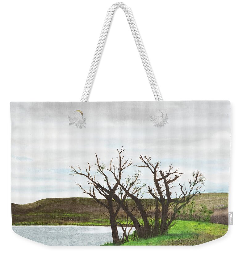 Trees Weekender Tote Bag featuring the painting Watering Hole by Gabrielle Munoz