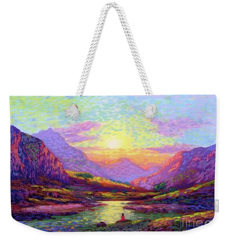 Meditation Weekender Tote Bag featuring the painting Waves of Illumination by Jane Small