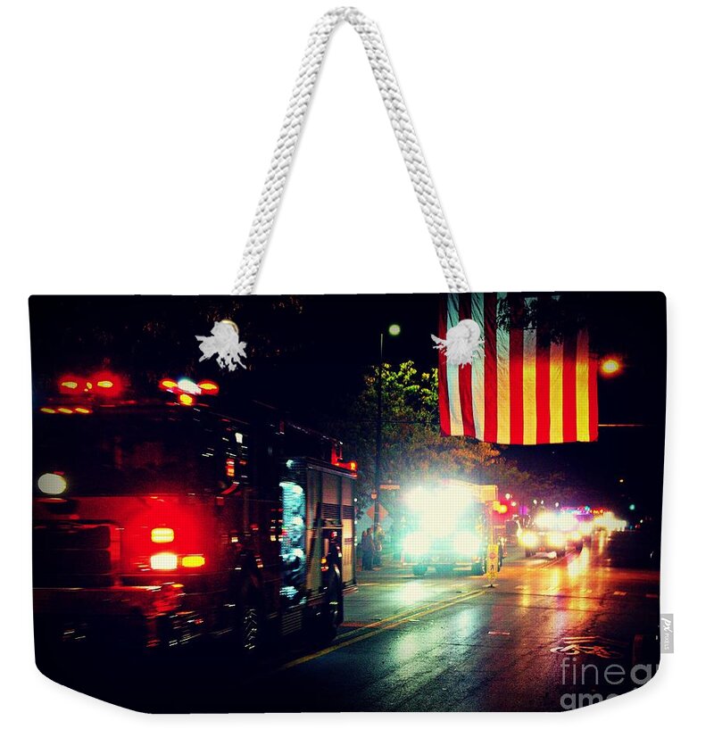 First Responders Weekender Tote Bag featuring the photograph We Remember 9/11 by Frank J Casella