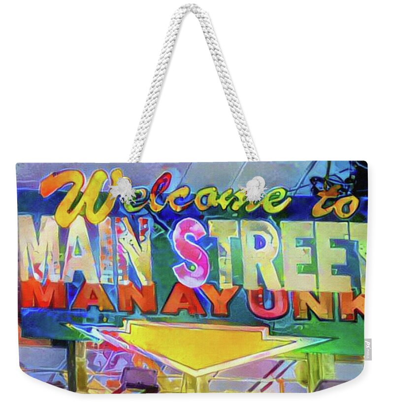 Welcome Weekender Tote Bag featuring the photograph Welcome to Manayunk - Pop Art by Bill Cannon
