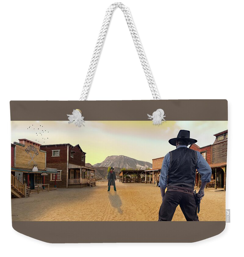 2d Weekender Tote Bag featuring the photograph Western Gunfight by Brian Wallace