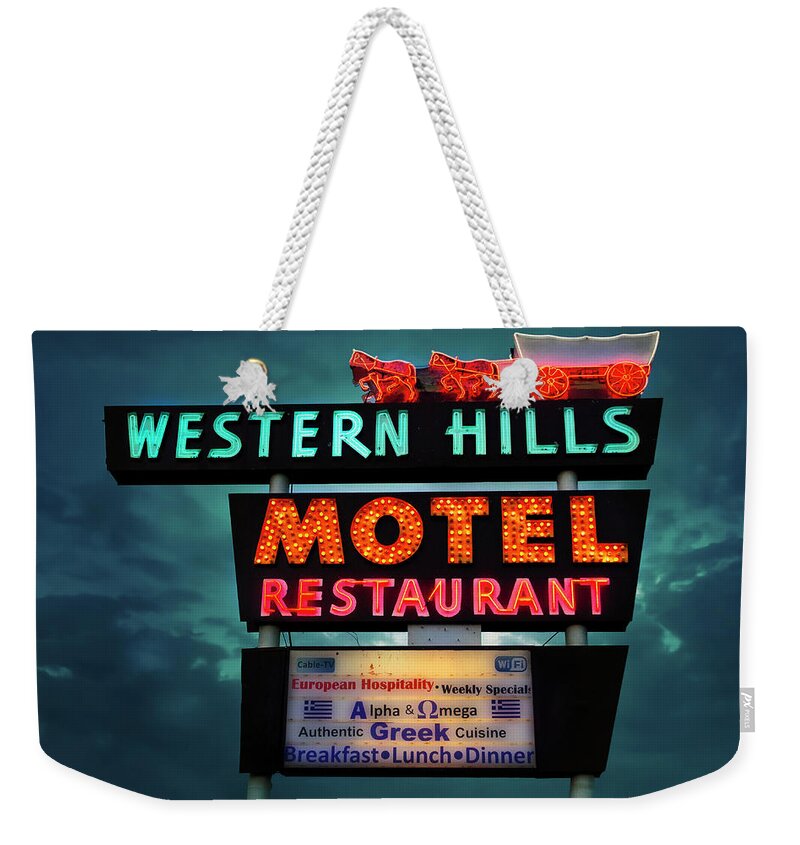 Flagstaff Weekender Tote Bag featuring the photograph Western Hills Motel by Micah Offman