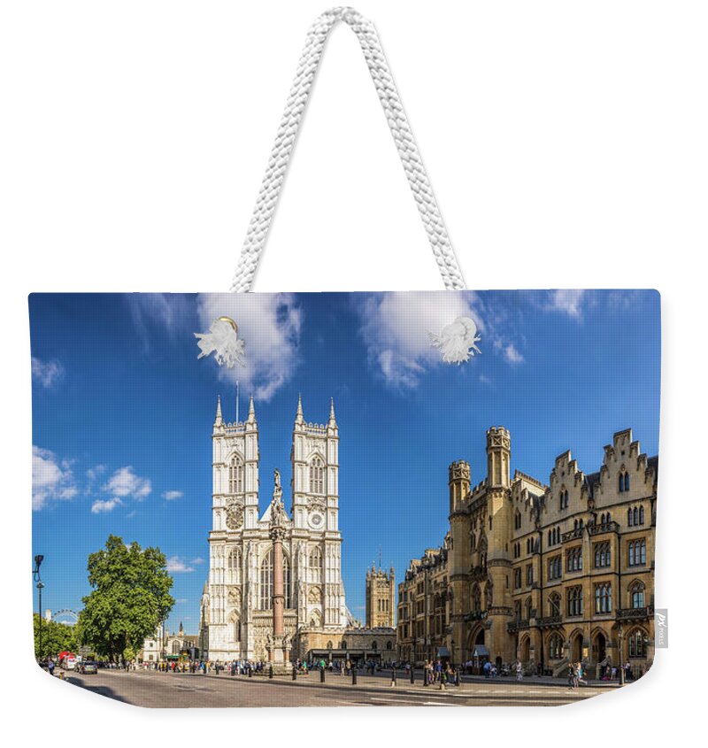 Estock Weekender Tote Bag featuring the digital art Westminster Abbey, London by Alessandro Saffo