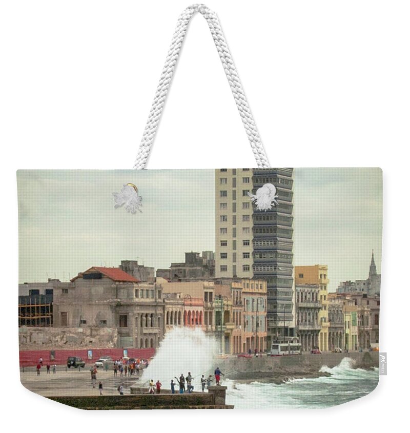Tourism Weekender Tote Bag featuring the photograph Wet Malecon by Laura Hedien