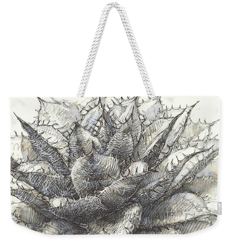 Cactus Weekender Tote Bag featuring the painting Whale Tongue Agave by Judith Kunzle