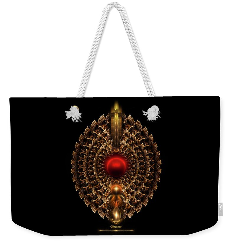 When Only Gold Will Do Weekender Tote Bag featuring the digital art When Only Gold Will Do On Black by Rolando Burbon