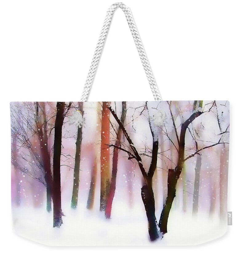 Christmas Weekender Tote Bag featuring the photograph Whimsical Winter with Snow by Jessica Jenney