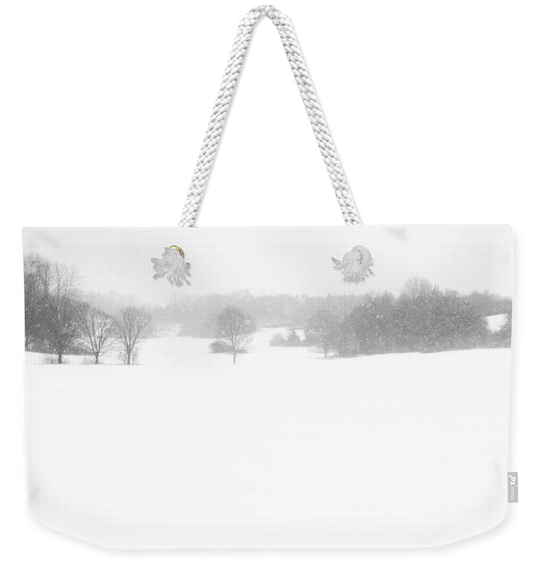 Landscape Weekender Tote Bag featuring the photograph White Blanket by Linda Bonaccorsi