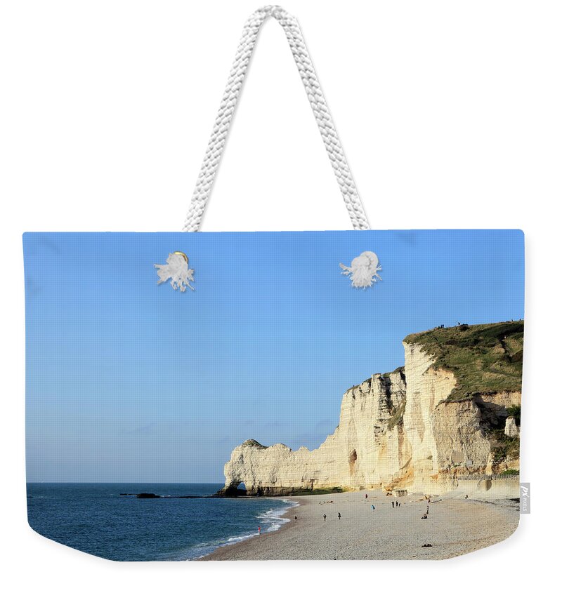 Haute-normandy Weekender Tote Bag featuring the photograph White Cliffs And Natural Arches At by Gaps