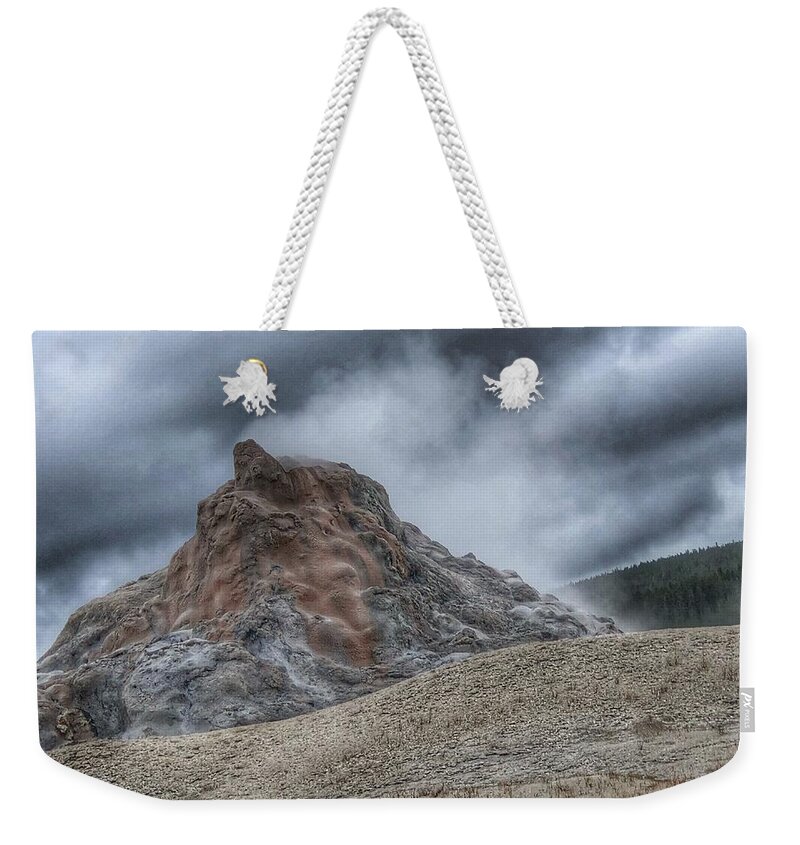White Dome Geyser Weekender Tote Bag featuring the photograph White Dome Geyser by Bonnie Bruno