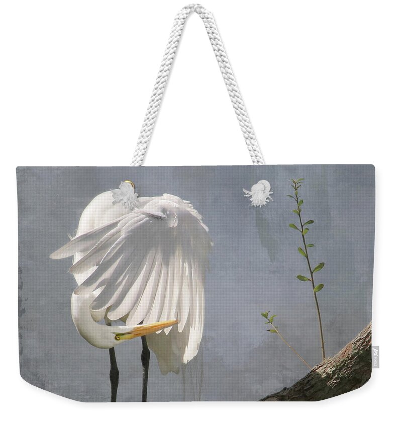 Bird Weekender Tote Bag featuring the photograph White Egret by Karen Lynch