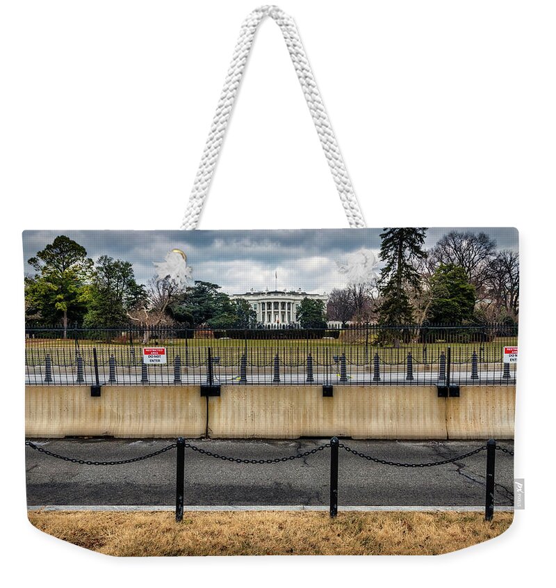 America Weekender Tote Bag featuring the photograph White House Fence by Bill Chizek
