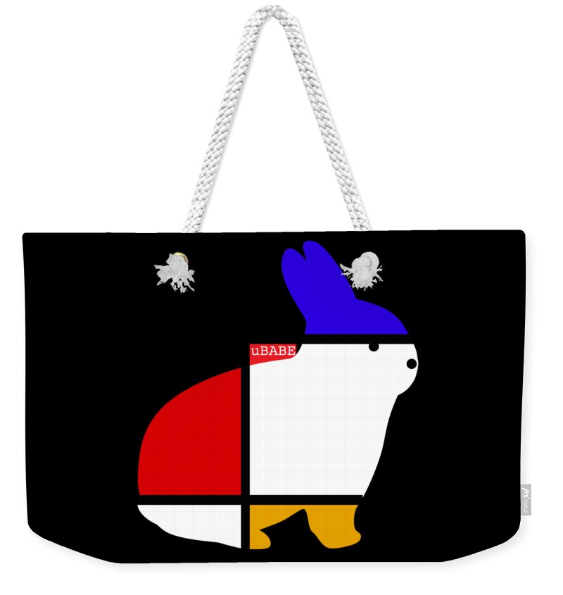 Ubabe Rabbit Weekender Tote Bag featuring the digital art White Rabbit by Ubabe Style