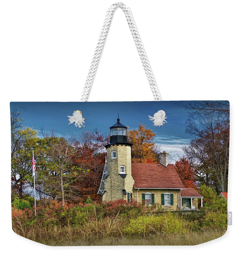 Art Weekender Tote Bag featuring the photograph White River Light in Autumn by Whitehall Michigan by Randall Nyhof
