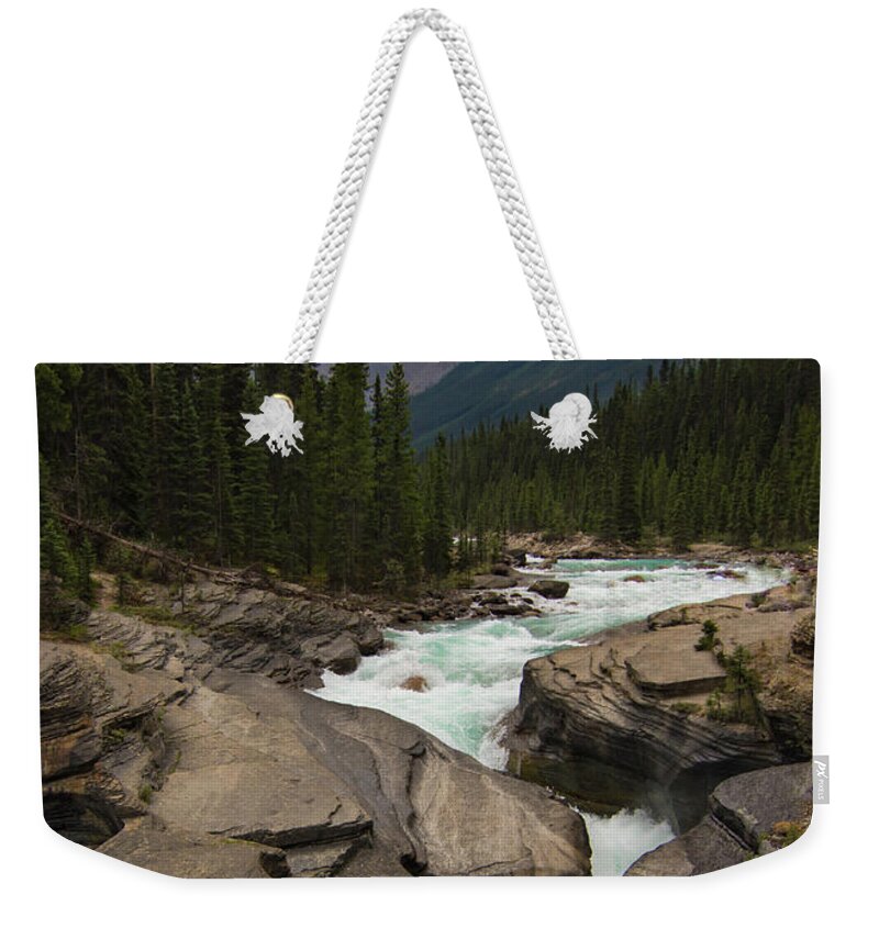 Mistaya Canyon Weekender Tote Bag featuring the photograph Wild Mistaya Canyon by Norma Brandsberg