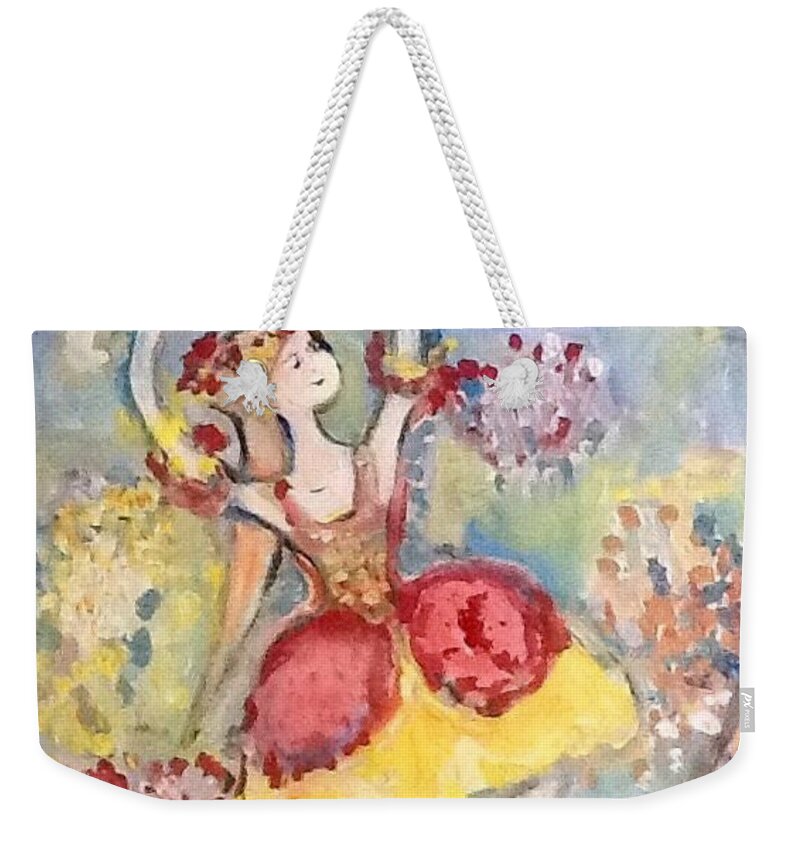 Ballet Weekender Tote Bag featuring the painting Wild tulip ballet by Judith Desrosiers