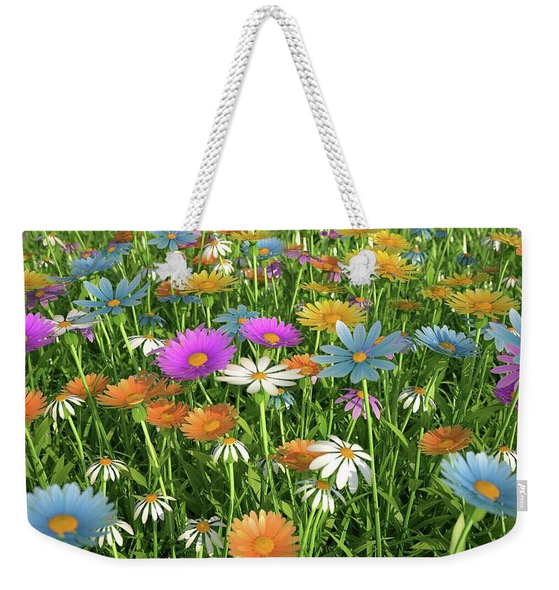 Grass Weekender Tote Bag featuring the digital art Wildflower Meadow, Artwork by Leonello Calvetti