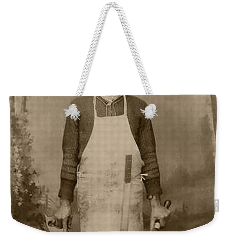 Man Weekender Tote Bag featuring the painting William Poole BILL THE BUTCHER 1850 by Celestial Images