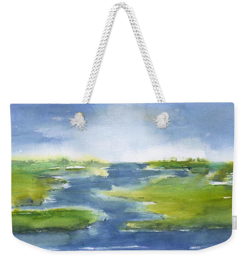 Winding Marsh Weekender Tote Bag featuring the painting Winding Marsh by Frank Bright