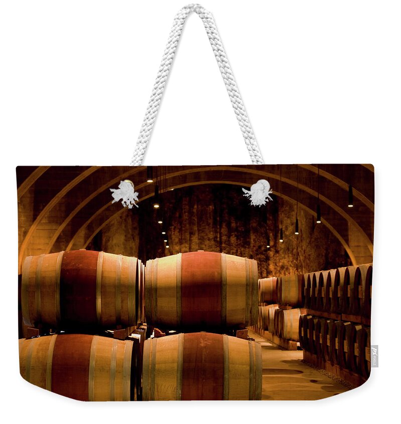 Aging Process Weekender Tote Bag featuring the photograph Wine Cellar by Dorin s