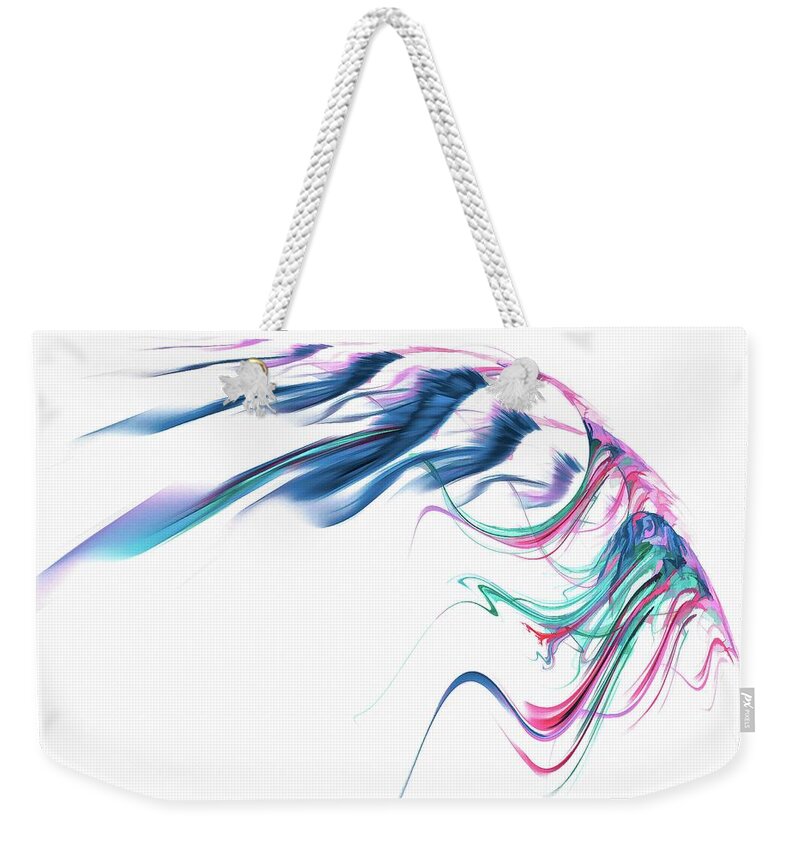Blue Weekender Tote Bag featuring the digital art Wing of Beauty Art Abstract Blue by Don Northup