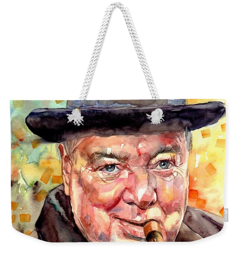 Winston Churchill Weekender Tote Bag featuring the painting Winston Churchill by Suzann Sines