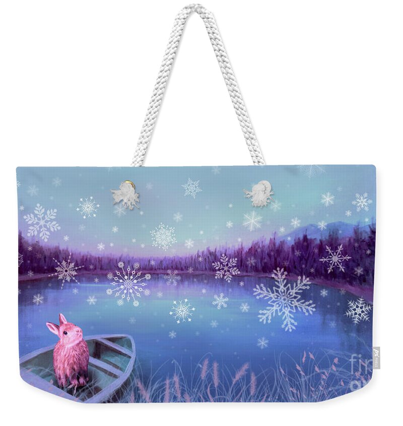 Stirrup Lake Weekender Tote Bag featuring the painting Winter Dream by Yoonhee Ko