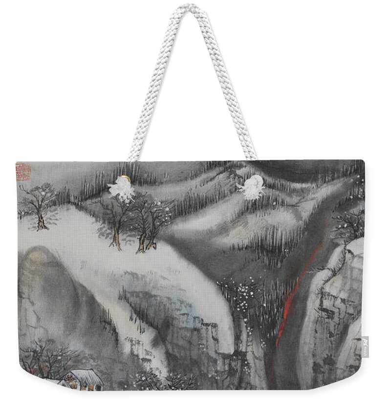 Chinese Watercolor Weekender Tote Bag featuring the painting Winter by Jenny Sanders