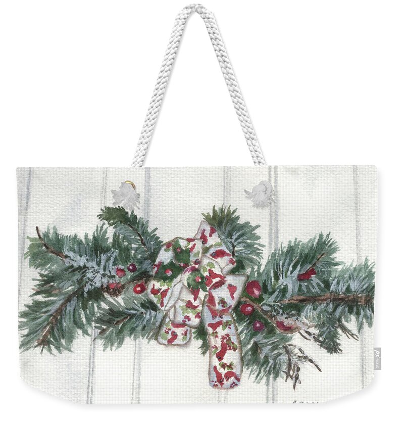 Holiday Weekender Tote Bag featuring the painting Winter Spray by Lynne Reichhart
