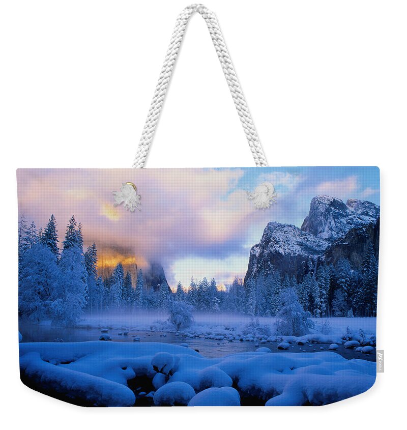 Scenics Weekender Tote Bag featuring the photograph Winter Sunset In Yosemite National Park by Larry Brownstein