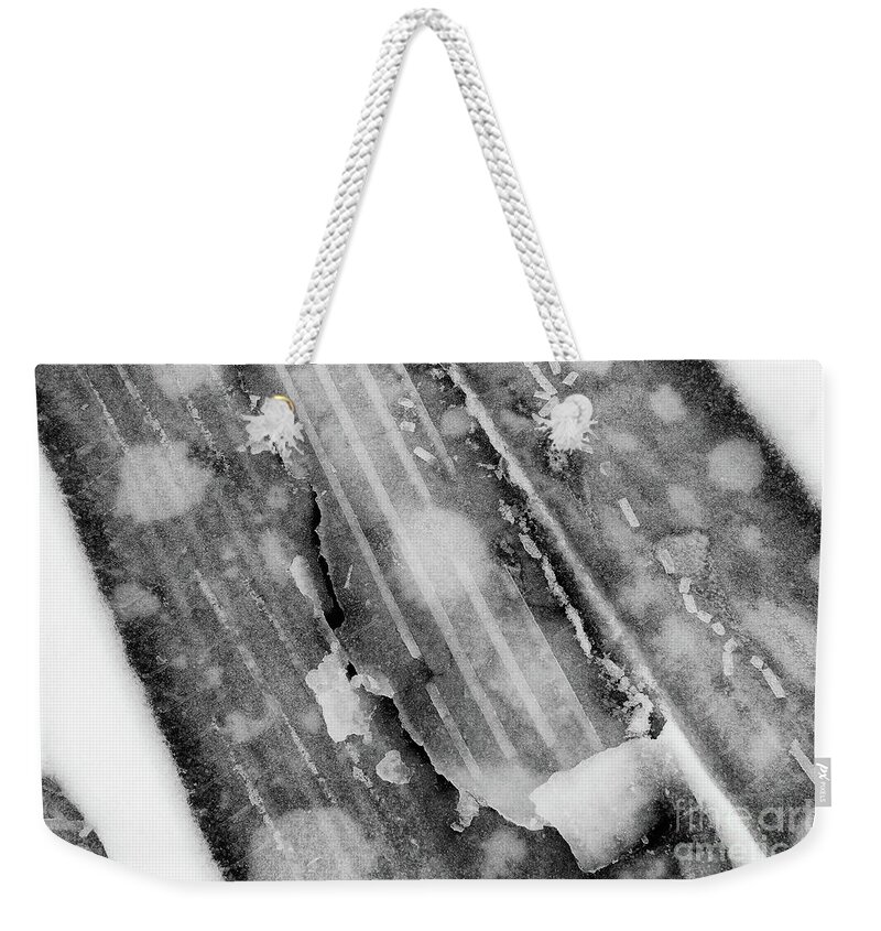 Abstract Weekender Tote Bag featuring the photograph Winter Tracks II by Karen Adams