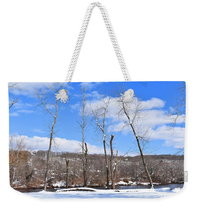 Derby Weekender Tote Bag featuring the photograph Winter Trees Against the Sky by Nina Kindred