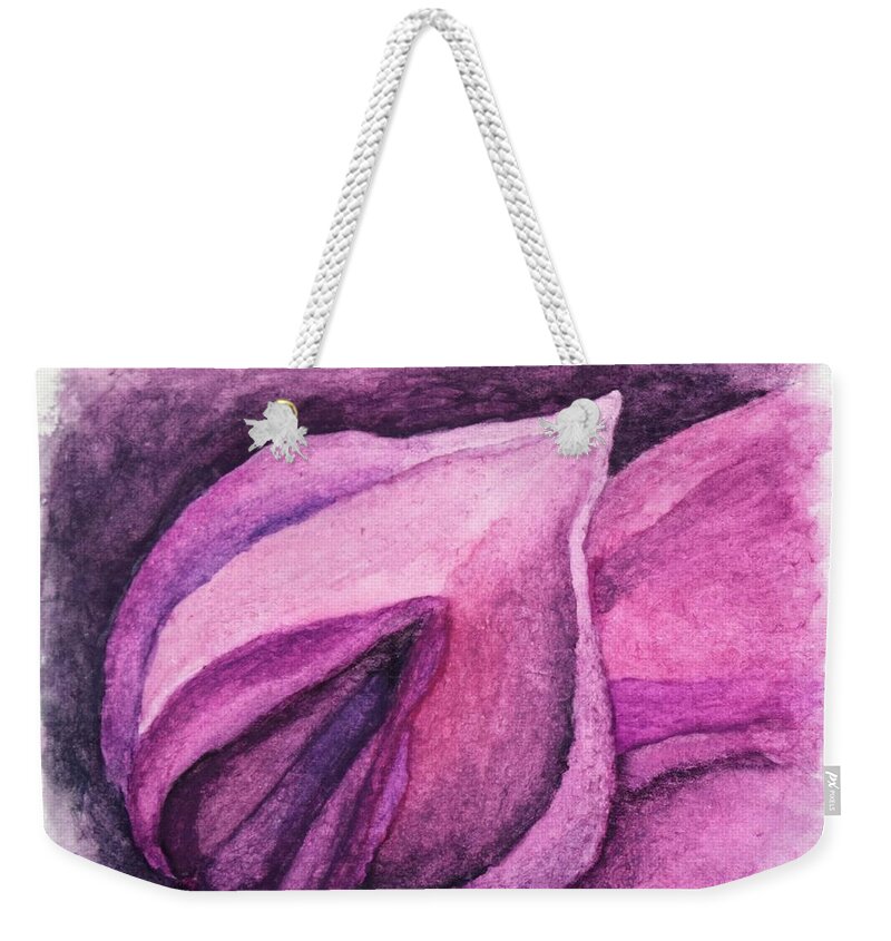 Nature Weekender Tote Bag featuring the painting Wisteria Bud Up Close I by Robert Morin