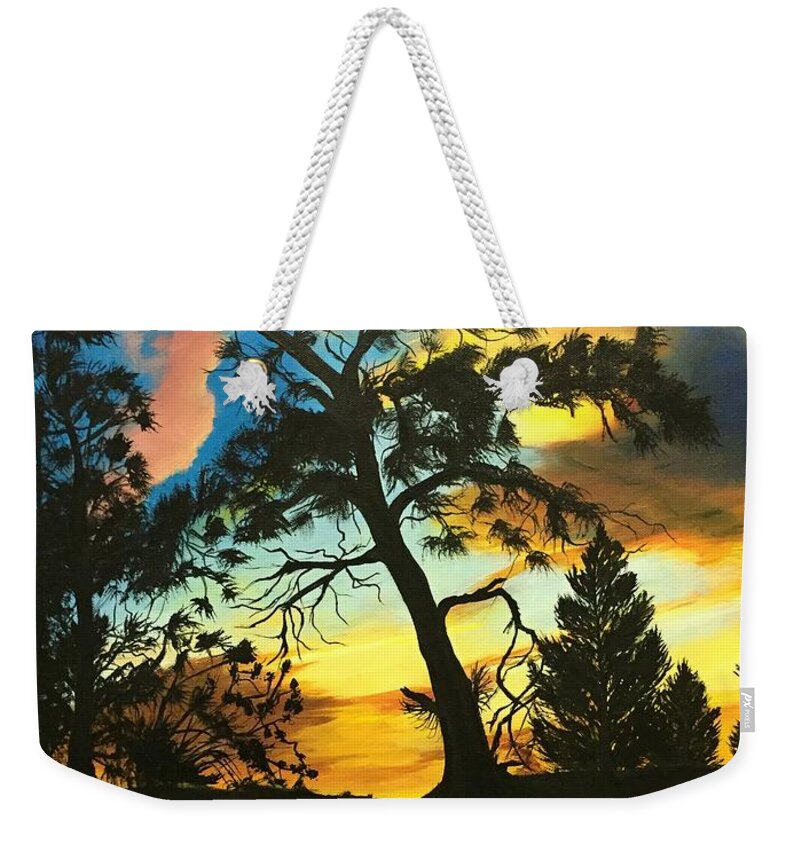 Silhouette Weekender Tote Bag featuring the painting With Darkness there is Beauty by Sharon Duguay