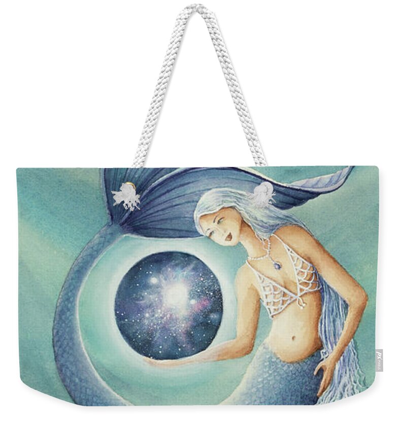 With Gratitude The Universe Is Hers Weekender Tote Bag featuring the painting With Gratitude The Universe is Hers by Michelle Constantine