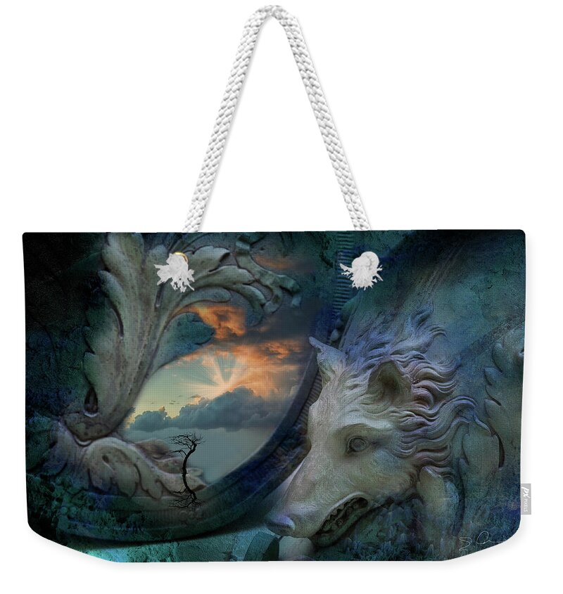 Evie Weekender Tote Bag featuring the photograph Wolf at the Window by Evie Carrier