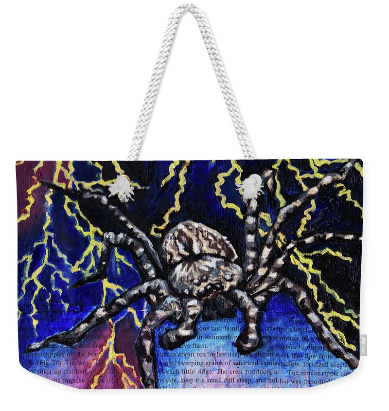 Spider Weekender Tote Bag featuring the painting Wolf Spider by Emily McLaughlin