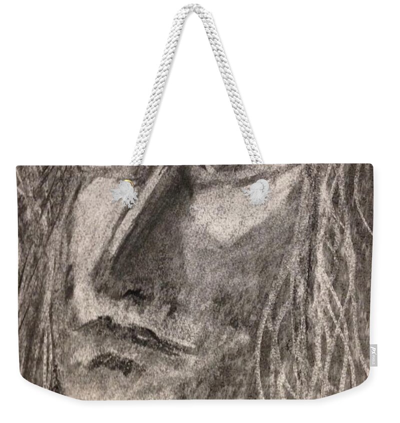 Female Weekender Tote Bag featuring the drawing Woman Imagined by Marty Klar