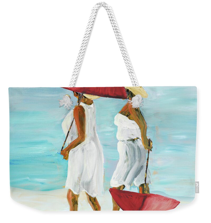 Women Weekender Tote Bag featuring the painting Women On Beach IIi by South Social D
