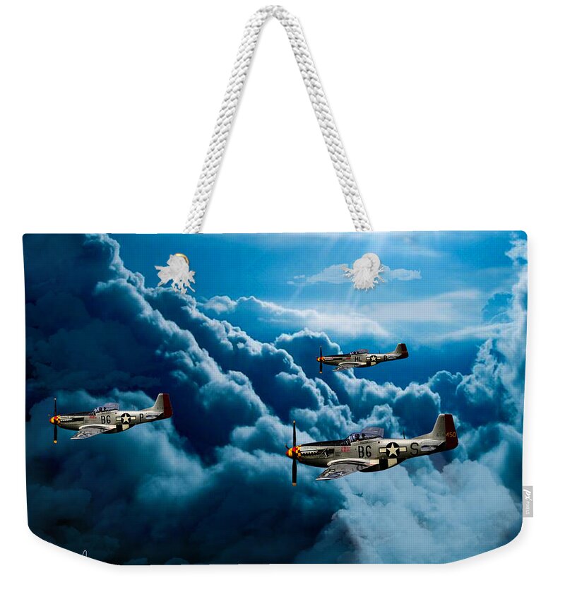 P-51 Mustang Weekender Tote Bag featuring the digital art Mustang Fighter Aces by Michael Rucker