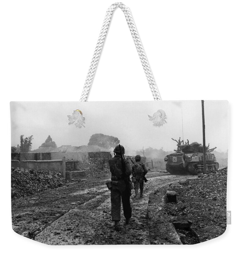 B1019 Weekender Tote Bag featuring the photograph Okinawa, 1945 #1 by United States Marine Corps